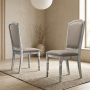 Upholstered Wood Dining Chairs Set of 2 with Turned Legs by Furnifact – Wood, Beige, Pack of 2