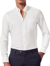 Jermyn Street Collection by Hawes and Curtis - Men’s White Oxford Dress Shirt – 100% Cotton, Regular Fit - Oxford Shirt