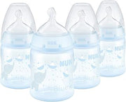 NUK Smooth Flow Anti Colic Baby Bottle 5 oz 4 Pack Blue Elephant