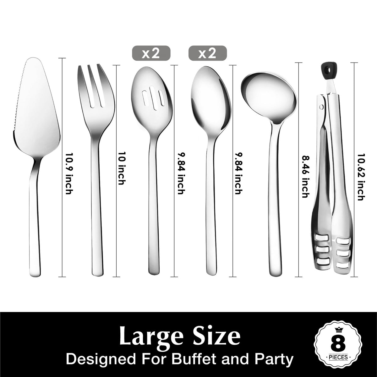 Kingstone Serving Utensils Set, 8 Piece, Silver
