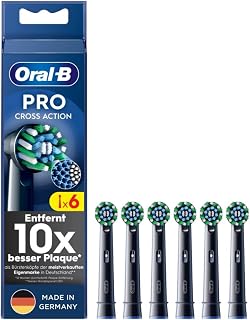 Pro CrossAction Electric Toothbrush Heads, 6 Pieces, Superior Tooth Cleaning with Innovative X-Shaped Bristles, Original Toothbrush Attachment for Oral-B Toothbrushes, Black