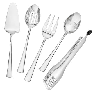 Kingstone Serving Utensils Set, 18/10 Stainless Steel, 5 Piece Silver