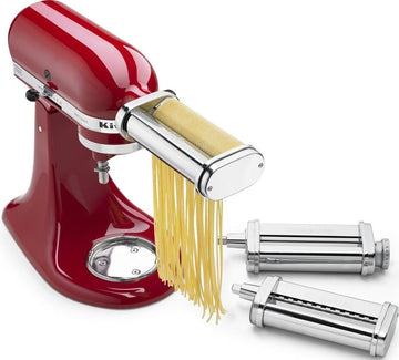 3-pc Pasta Roller/Cutter Set for KitchenAid Stand Mixers – 3-Piece Set, Metal, Stainless Steel, Pack of 4, Model KSMPRA