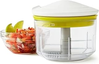 Chef’n VeggiChop Manual Hand-Powered Food Chopper and Processor, Chops Vegetables, Onions, Peppers, Nuts for Salsa, Guacamole, Hummus – White