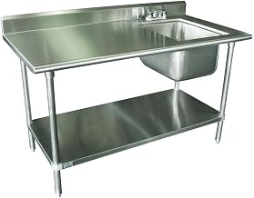 Advance Tabco KLAG-11B-306R Work Table with Prep Sink, 72" W x 30" D with 16" W x 20" Front to Back x 12" Deep Sink Bowl on Right