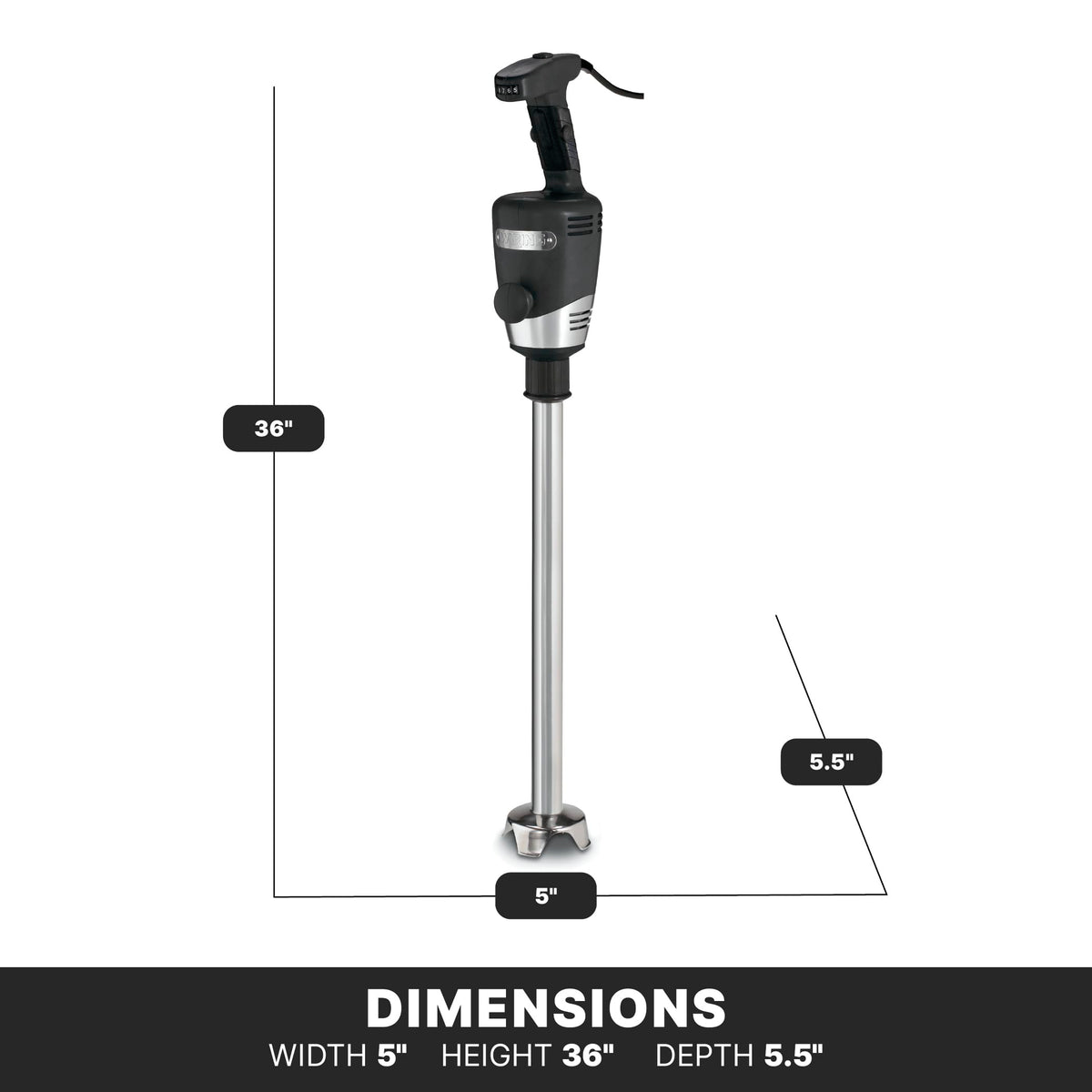 Commercial Big Stix Heavy Duty Stick Immersion Hand Held Blender by Waring – 50 Gallons/200-Quart Capacity, 50.0 gallons, Stainless Steel, Model WSB70
