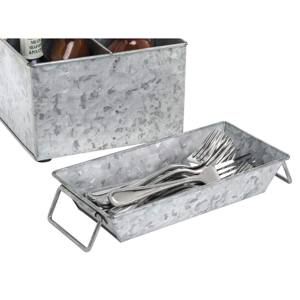 Galvanized Metal Serving Pan Rectangular - 10"L x 5"W x 2"H by HUBERT – 10" x 5" x 2", Metal, Silver, Model DS-36951B