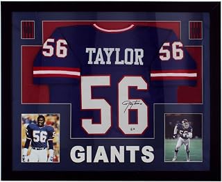 Lawrence Taylor Autographed/Signed New York Framed Blue Football Jersey