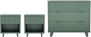 Elara Contemporary 3-Piece Dresser and Nightstand, Sage Green