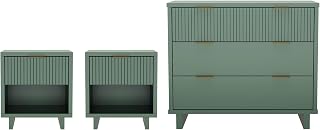 Elara Contemporary 3-Piece Dresser and Nightstand, Sage Green