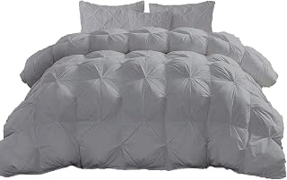 3pc Pinch King Size Comforter Set All-Season 500 GSM 800 Thread Count 100% Egyptian Cotton Silver King (106'' x 90'')