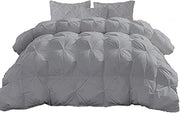 Linen Era 3PCs Pinch Pleated King Size Comforter Set All-Season 500 GSM 800 Thread Count 100% Egyptian Cotton Silver King (106'' x 90'')