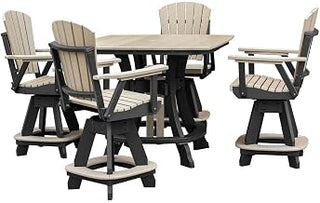 Brown Square Counter Height Dining Set, Heavy-Duty 5-Piece, Recycled HDPE Outdoor Furniture, All-Weather Patio Table
