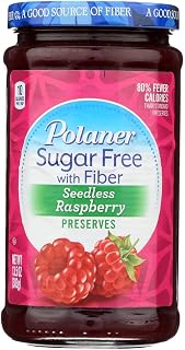Polaner Sugar Free with Fiber Seedless Raspberry Preserves, 13.5 Ounce -- 12 per case.