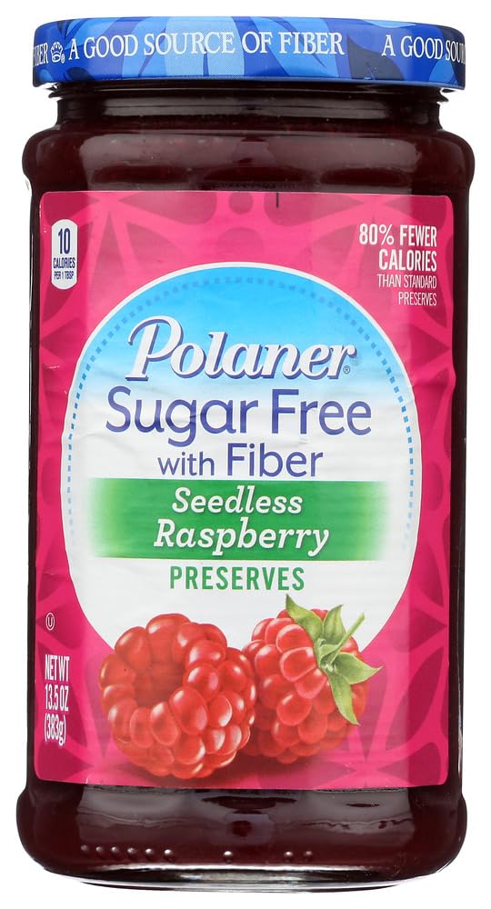 Sugar Free with Fiber Seedless Raspberry Preserves by Polaner – 13.5 Ounce, Pack of 12, Model 072400006685