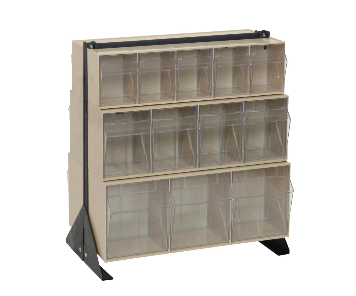 QUANTUM STORAGE SYSTEMS 20-1/4"D x 23-5/8"W x 28"H / 6 Ivory Tip Out Bins Multi-Sizes / Black Standing Shelf Units