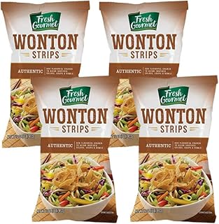 Fresh Gourmet Authentic Wonton Strips Crunchy Snack and Salad Topper (16 Ounce (Pack of 4))