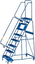Global Industrial 8 Step Steel Rolling Ladder with 24" W Perforated Step