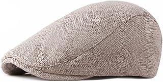 Men Newsboy Cap Ivy Cap Straw Weave Linen-Like Cotton Cabbie Newsboy Hat Hunting Cap (Color : B, Size : Adjustable 55-59CM)