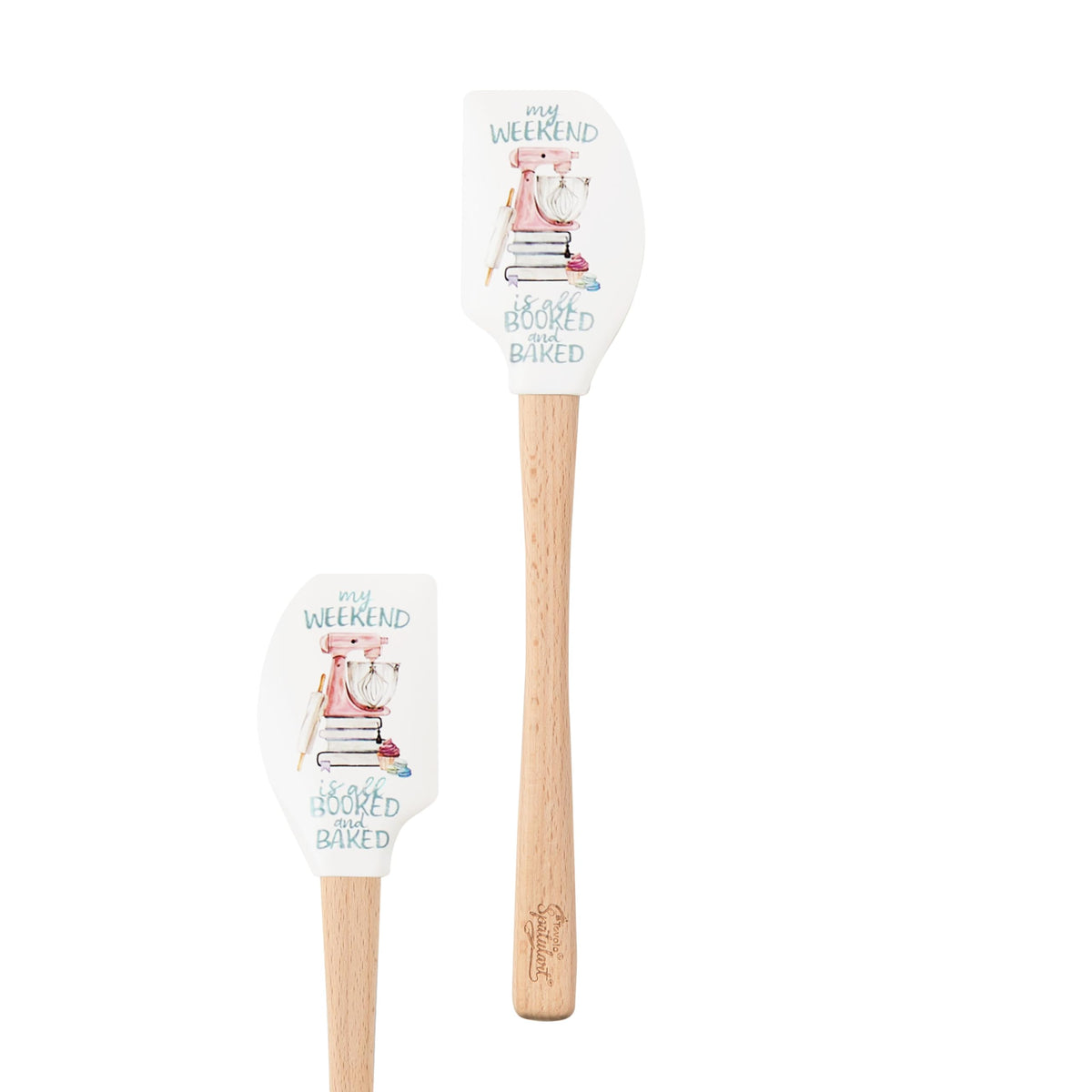 Spatulart ‘Booked & Baked’ Silicone Spatula with Wood Handle by Tovolo – 12.6 inches, Beech, Booked & Baked, Model 1000597