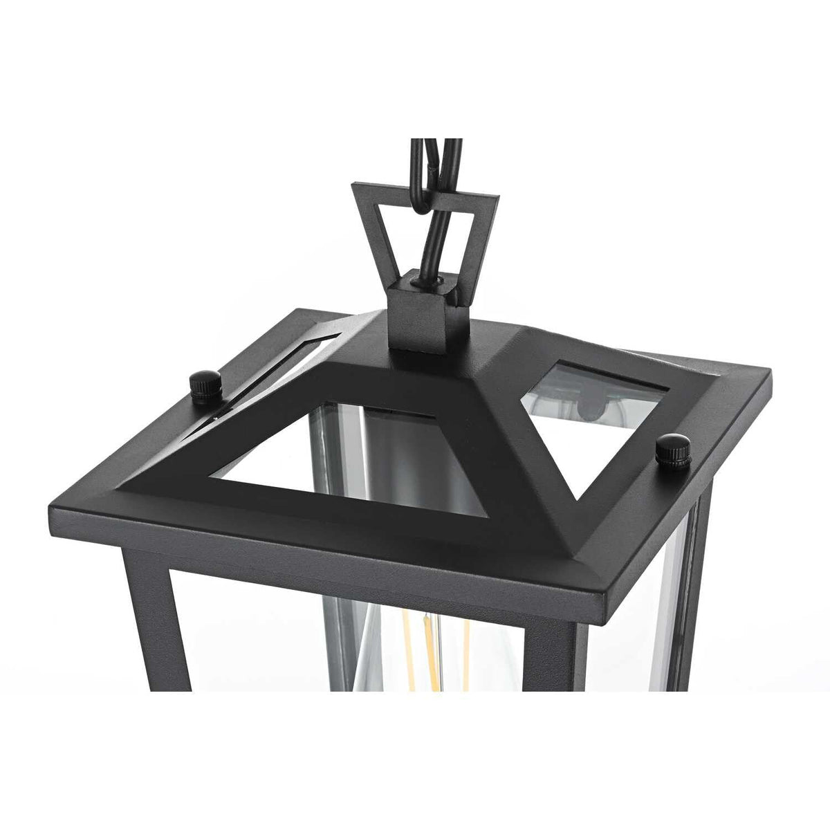 Cayman One Light Outdoor Pendant Black by Lighting Design – Iron, Black, Model OD332H12BK