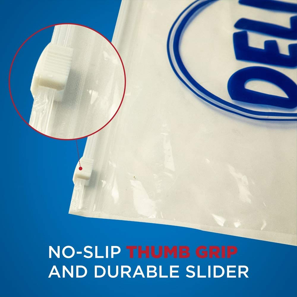 Zip-Slide Closure Deli Bags by Jaccard – 10" x 8" x 1.25 mm, 1000 liters, Polyethylene (PE), 1 color - clear with printing, Model 200202