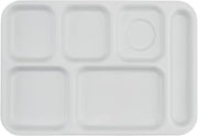 G.E.T. 14 1/4" x 9 3/4" White Plastic 6-Compartment Tray (Set of 4)