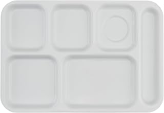 G.E.T. 14 1/4" x 9 3/4" White Plastic 6-Compartment Tray (Set of 4)