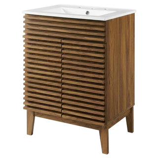Walnut White Bathroom Vanity by Furnifact – Bicast Leather, Walnut White