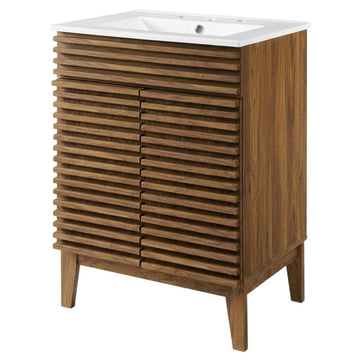 Walnut White Bathroom Vanity by Furnifact – Bicast Leather, Walnut White