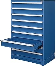 Global Industrial 9 Drawer Modular Cabinet, w/Lock, w/o Dividers, 36" Wx24 Dx57 H Blue