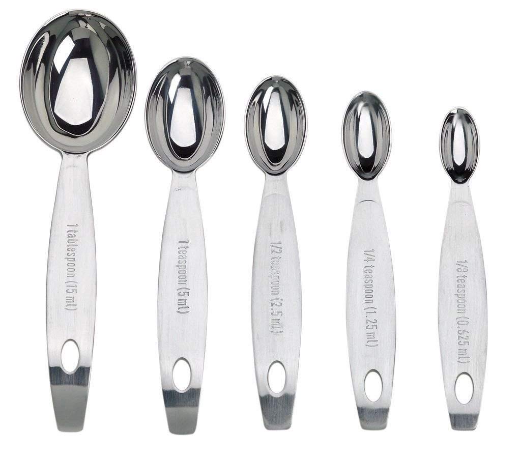Stainless Steel Measuring Spoon Set Silver by Cuisipro – Standard, 15 milliliters, Stainless Steel, Silver, Model 1394