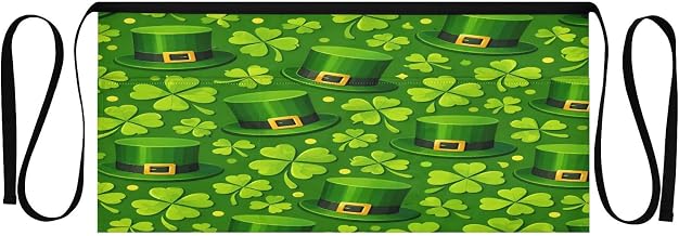 Happy St Patrick's Day 3-Pocket Server Apron Professional Waist Apron for Waitress, Bartender & Restaurants, Water-Resistant Half Apron for Men Women