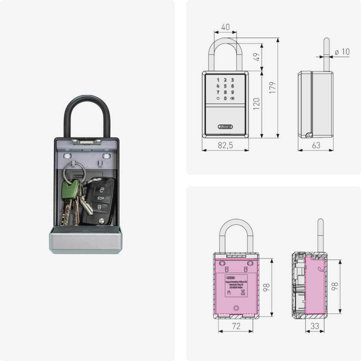 ABUS Electronic / Schwarz, Silber / 1 Security Lock Boxes