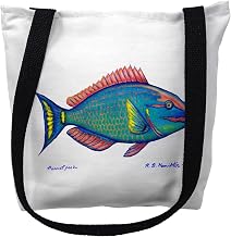 Betsy Drake TY115S 13 x 13 in. Parrot Fish Small Tote Bag Black