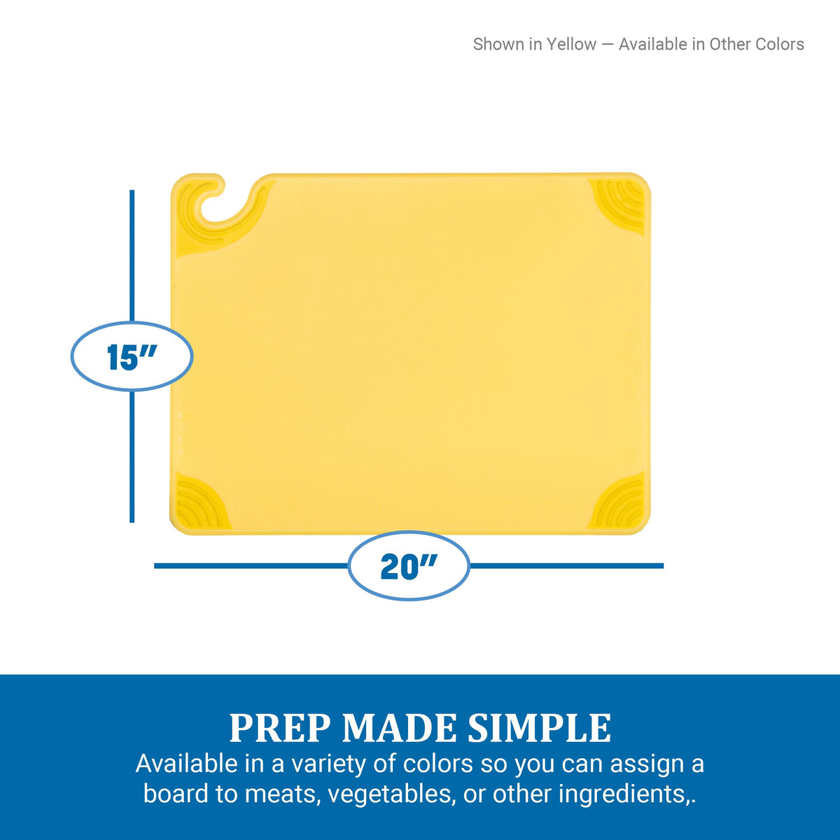 Saf-T-Grip Cutting Board With Molded-In Ruler by San Jamar – 15"L x 20"W, Co-Polymer, Blue
