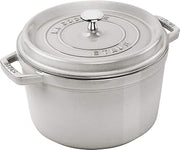 STAUB 5 qt, Round, Tall Cocotte, White Truffle