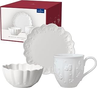 Villeroy & Boch Toy's Delight Royal Classic Breakfast Set 6pcs., tableware set for 2 people, breakfast plates, cereal bowls, cups, Christmas plate, premium porcelain, dishwasher-safe, microwave-safe