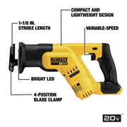 DEWALT 20V Compact Saw (Tool Only) / Saw / One Size Reciprocating Saws