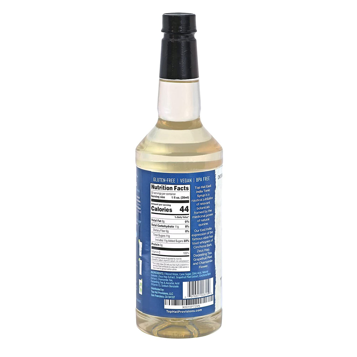 Top Hat East India Craft Concentrated Quinine Tonic Drink Syrup - 5x Natural Quinine Wellness Tonic Water Concentrate - Just Add Club Soda - 32oz bottle by Top Hat Provisions – 32