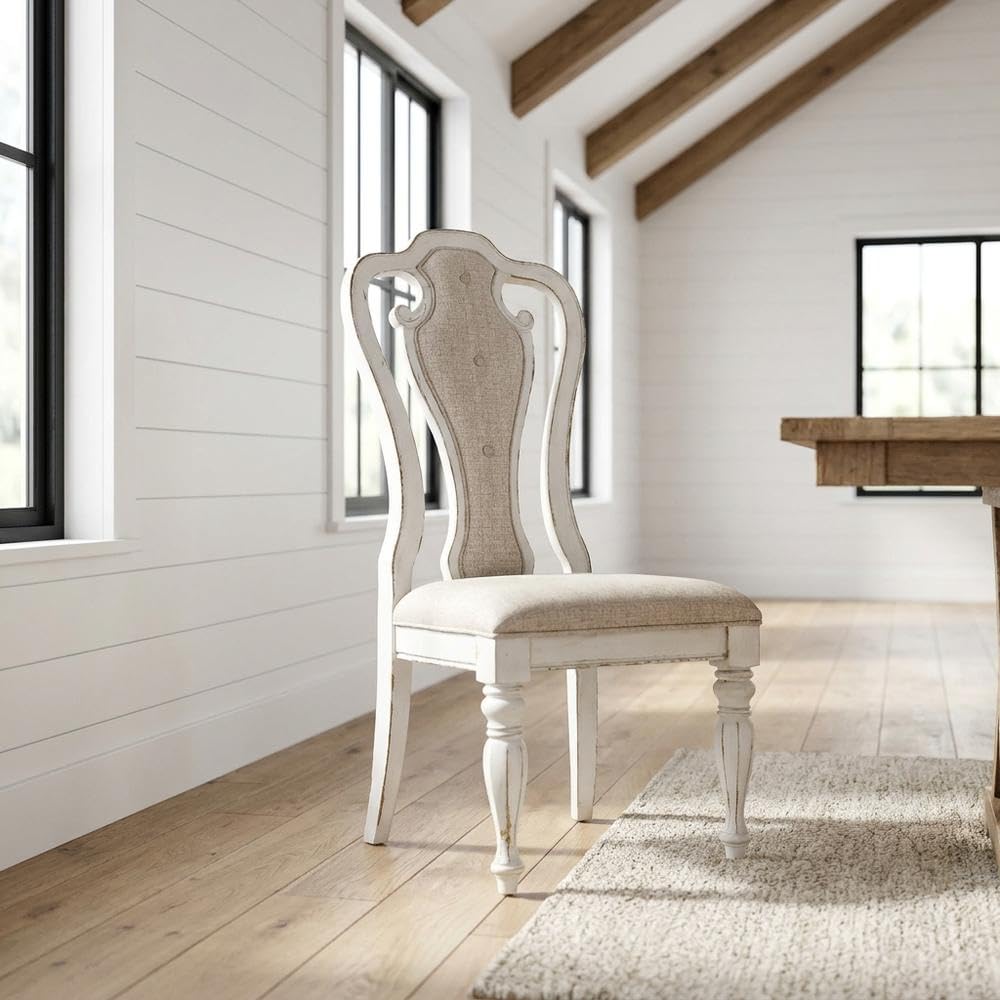 Chenille-Upholstered Side Chair Set of by Starlight Canyon Home – Solid + Manufactured Wood, White