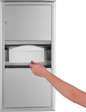 Bobrick Surface-Mounted Paper Towel Dispenser & Waste Receptacle Satin-Finish Stainless Steel 2-Gallon Capacity Holds 350 C-Fold/475 Multifold Towels Easy Installation Ideal for Commercial Restrooms