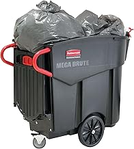 Rubbermaid Commercial Products MEGA BRUTE® Mobile Collector/Trash/Garbage/Recycling Cart with Double Doors, Multi-Stream, 120 Gal, 400 lbs Capacity, Black, Office/Warehouse/Facility Clean-up