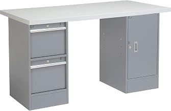 Global Industrial 60" W x 30" D Workbench, 1-3/4" Laminate Square Edge Top, 2 Drawer/Cabinet