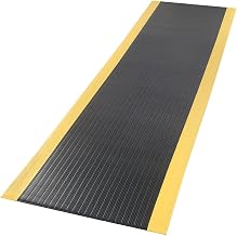 Apache Mills Ribbed Surface Mat, 3 Foot Wide 60 Foot Roll Black with Yellow Borders