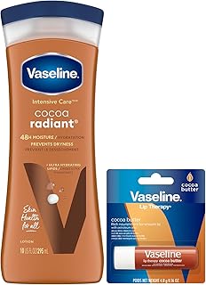 Vaseline Intensive Care Cocoa Radiant Hand & Body Moisturizer + Lip Therapy with Cocoa Butter for Healing Dry Skin & Lips