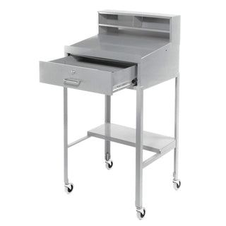 Open Leg Mobile Shop Desk by Pucel – 20"L x 23"W x 51"H, Steel, Grey, Model MSD-2023GY
