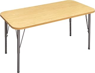 Tot Mate Rectangular Kids Activity Table, Adjustable Height 14" to 23", Laminated Wood Study Desk for Classroom, Ready-to-Assemble, Maple, 48" W x 24" D