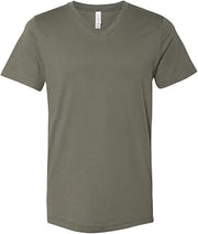 BELLA+CANVAS Mens Jersey V-Neck Tee, S, Military Green