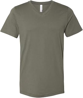 BELLA+CANVAS Mens Jersey V-Neck Tee, S, Military Green